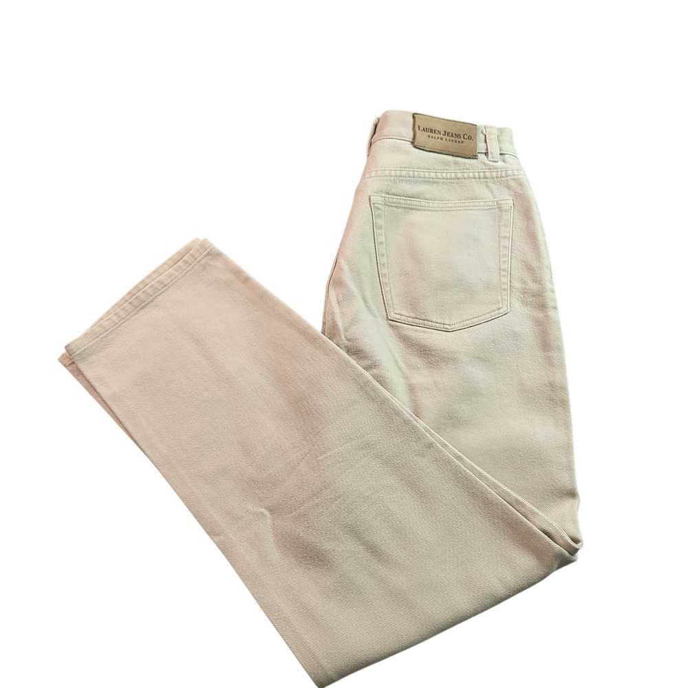 Lauren Ralph Lauren Tan High Rise Straight Leg Jeans Womens Size 10 Beige Denim